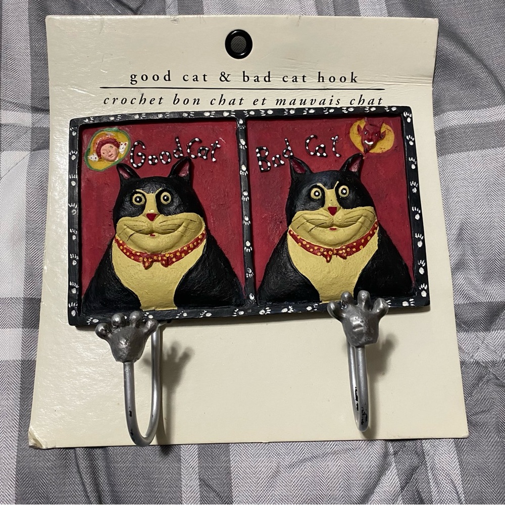 Pier 1 Imports Good Cat Bad Cat Wall Hooks Leash Holder Whimsical Cat Home Décor